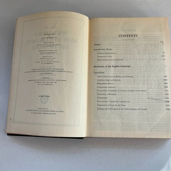Vintage 1951 Webster's New Collegiate Dictionary Indexed pages - Picture 10 of 11